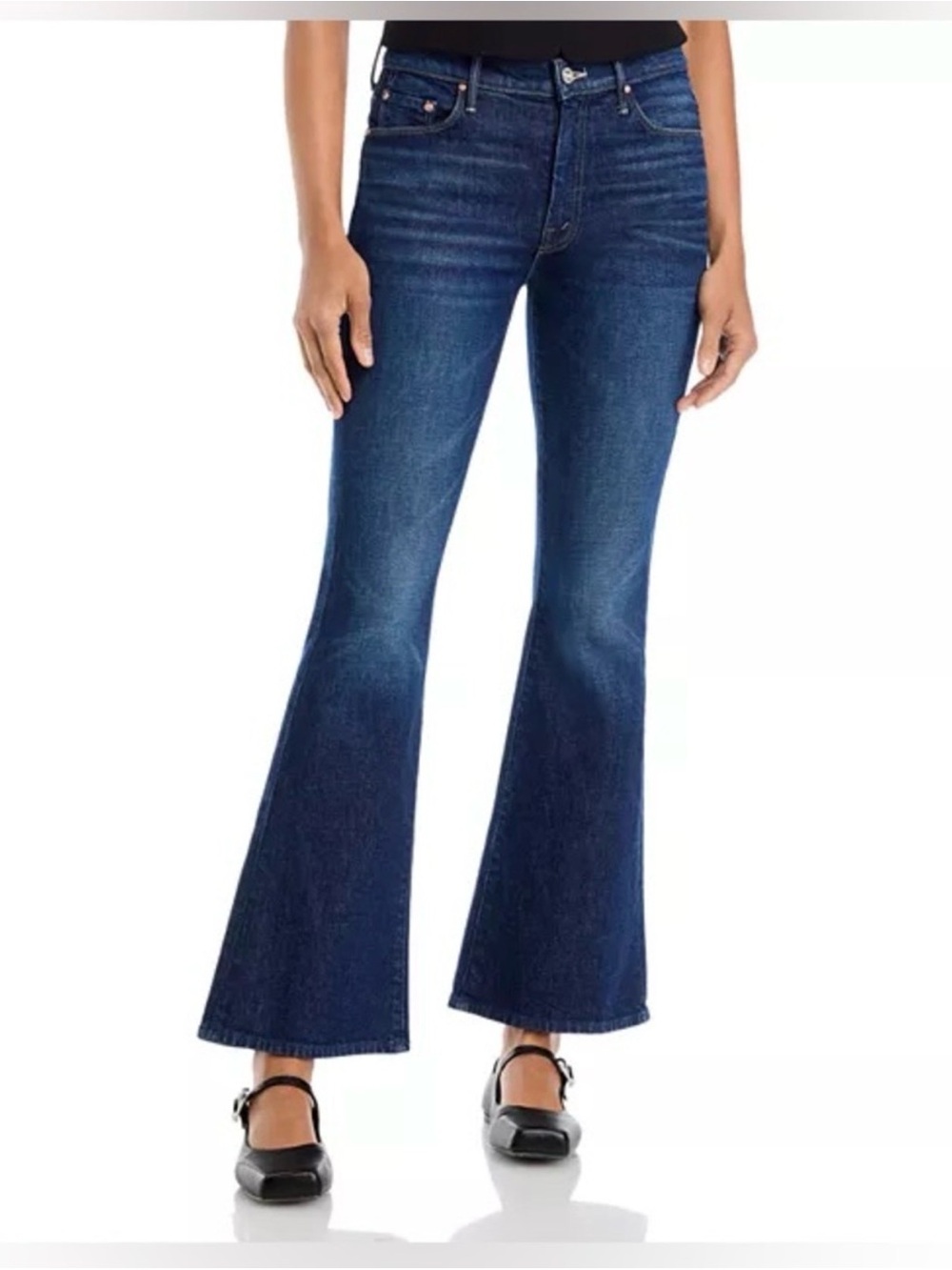 MOTHER The Weekender Flare Jeans Sweet Lime Dark Wash Size 25